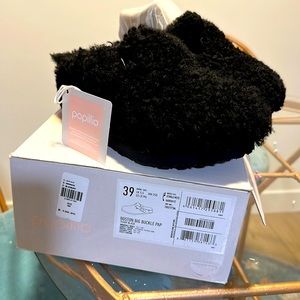 Papillio Birkenstocks Boston Big Buckle Platform Black Teddy Sz 39 NEW IN BOX